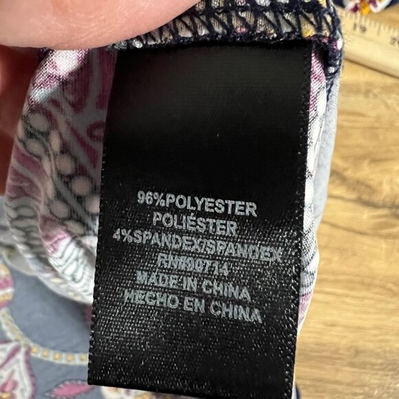 MSK Navy‎ Floral Print Short Sleeve Tunic Shift Dress 3X - Picture 8 of 9